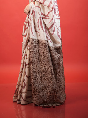 ECONIC MAJISHTHA SAREE - MULBERRY SILK WITH ECO PRINTS