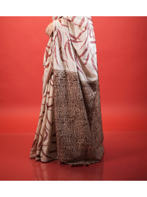 ECONIC MAJISHTHA SAREE - MULBERRY SILK WITH ECO PRINTS