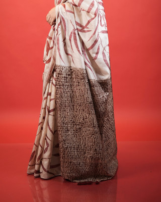 ECONIC MAJISHTHA SAREE - MULBERRY SILK WITH ECO PRINTS