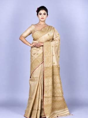Assam Pure Muga Silk Handloom Saree with Eri Motifs