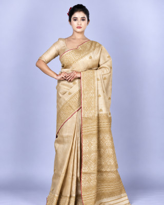 Assam Pure Muga Silk Handloom Saree with Eri Motifs