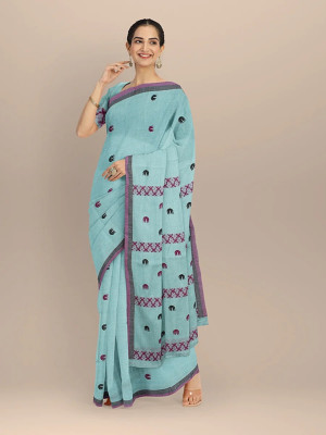 COTTON HANDWOVEN BLUE SAREE COTTON HANDWOVEN BLUE SAREE