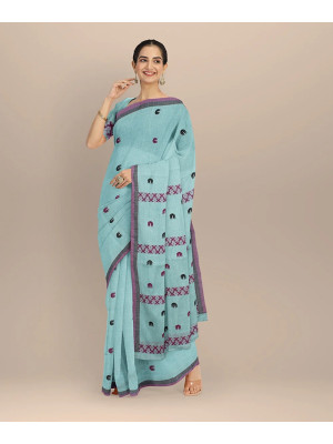 COTTON HANDWOVEN BLUE SAREE COTTON HANDWOVEN BLUE SAREE