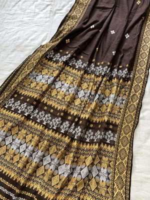 DARK BROWN ERI SILK SAREE (AHIMSA SILK) DARK BROWN ERI SILK SAREE (AHIMSA SILK)