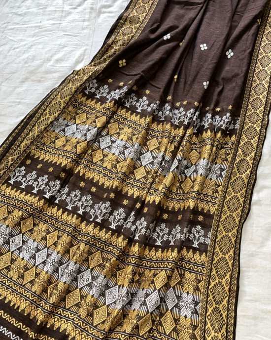 DARK BROWN ERI SILK SAREE (AHIMSA SILK) DARK BROWN ERI SILK SAREE (AHIMSA SILK)