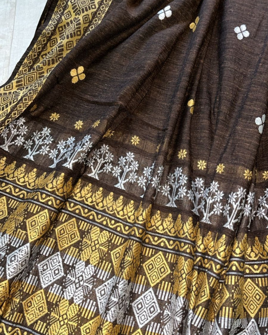 DARK BROWN ERI SILK SAREE (AHIMSA SILK) DARK BROWN ERI SILK SAREE (AHIMSA SILK)