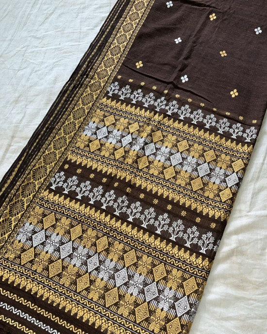 DARK BROWN ERI SILK SAREE (AHIMSA SILK) DARK BROWN ERI SILK SAREE (AHIMSA SILK)