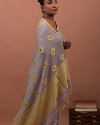 GRAYISH-BROWN ERI SILK SAREE (AHIMSA SILK)  GRAYISH-BROWN ERI SILK SAREE (AHIMSA SILK)