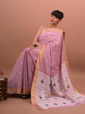 COTTON HANDWOVEN PASTEL PINK SAREE COTTON HANDWOVEN PASTEL PINK SAREE