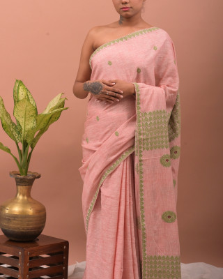 ERI BABY PINK SILK SAREE (AHIMSA SILK) ERI BABY PINK SILK SAREE (AHIMSA SILK)