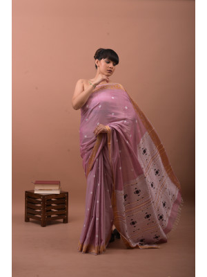COTTON HANDWOVEN PASTEL PINK SAREE COTTON HANDWOVEN PASTEL PINK SAREE