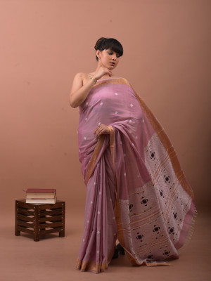 COTTON HANDWOVEN PASTEL PINK SAREE COTTON HANDWOVEN PASTEL PINK SAREE