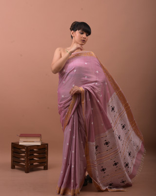 COTTON HANDWOVEN PASTEL PINK SAREE COTTON HANDWOVEN PASTEL PINK SAREE