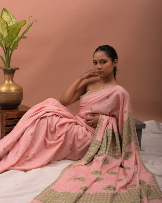 ERI  BABY PINK SILK SAREE (AHIMSA SILK)