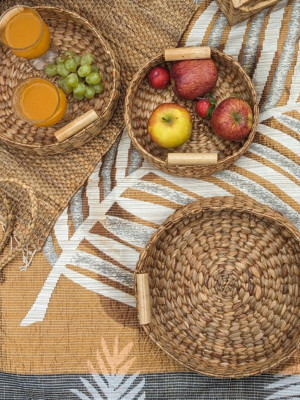 Water Hyacinth Round Tray Set of 3