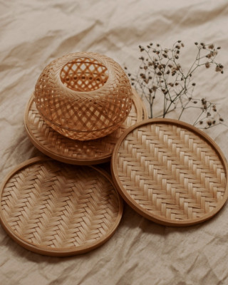 Bamboo 6 Coasters amp Tissue Holder Set