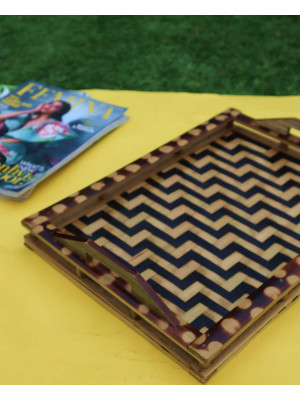 Bamboo Black Pattern Tray