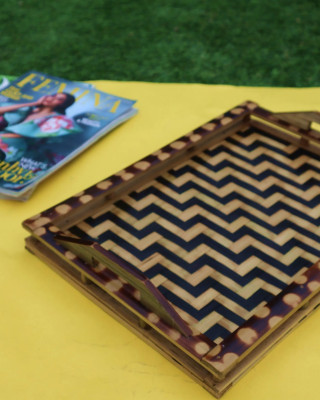 Bamboo Black Pattern Tray