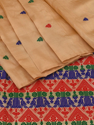 Handwoven Tussar Muga Silk Assam Saree
