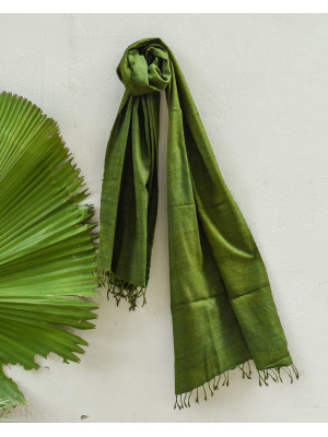 Dark Green (Onion Skin + Indigo Natural Dye)  Eri Silk stole