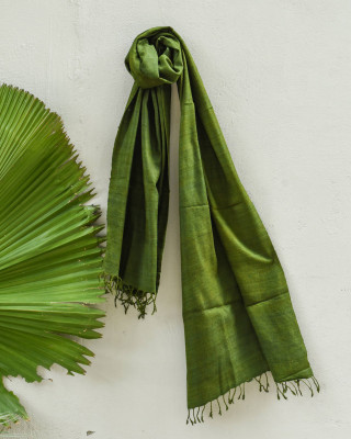 Dark Green (Onion Skin + Indigo Natural Dye)  Eri Silk stole Dark Green (Onion Skin + Indigo Natural Dye)  Eri Silk stole