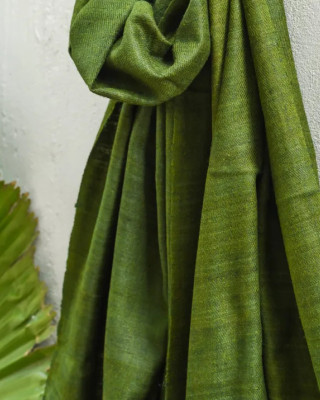 Dark Green (Onion Skin + Indigo Natural Dye)  Eri Silk stole Dark Green (Onion Skin + Indigo Natural Dye)  Eri Silk stole