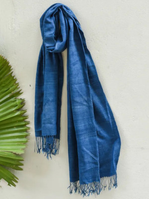INDIGO NATURAL DYE ERI SILK STOLE INDIGO NATURAL DYE ERI SILK STOLE