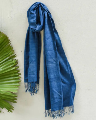 INDIGO NATURAL DYE ERI SILK STOLE INDIGO NATURAL DYE ERI SILK STOLE
