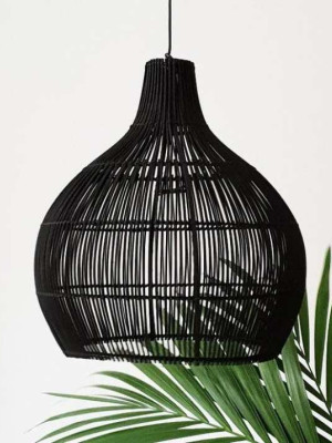 Bamboo Round Lampshade Matt Black Bamboo Round Lampshade Matt Black