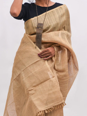 Assamese Muga Plain Saree