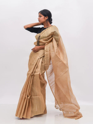 Assamese Muga Plain Saree