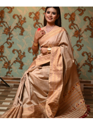 Tussar Silk Saree Rose Gold