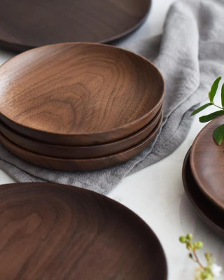Handmade Wooden Plate Set of 6